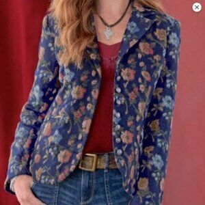 Sundance Alpine Coast Jacket Floral Jacquard Blazer Elbow Patch Size US S